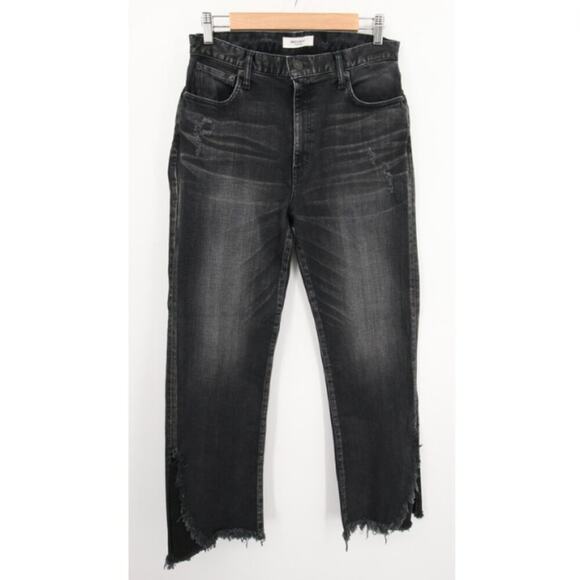Moussy Jeans Black Alhambra Flare Distressed High Rise Faded Leather Size 30 - Picture 2 of 16